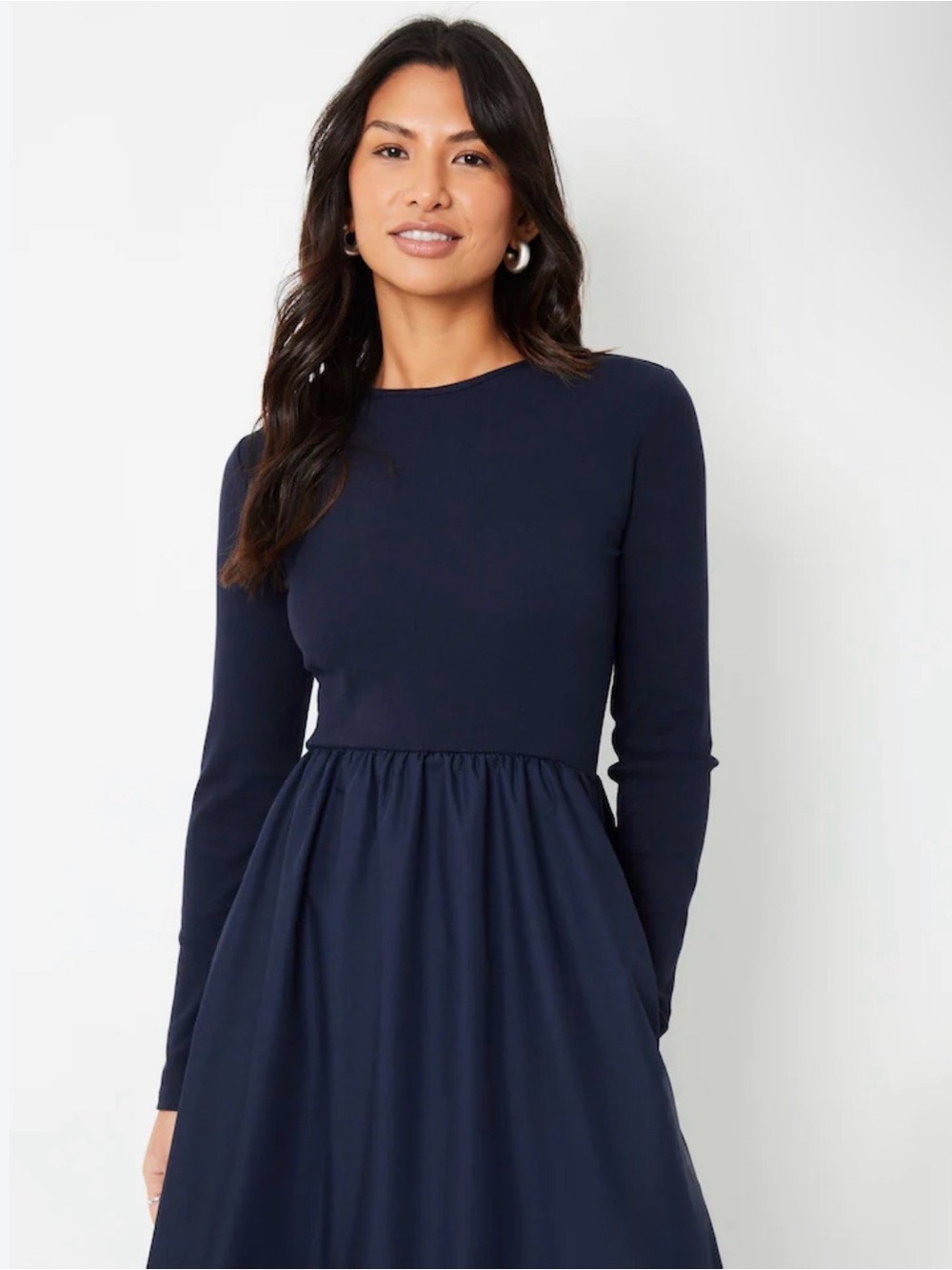 Victoria Beckham Navy Long-Sleeve Midi Dress PTP 20